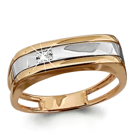 Т-21103 мужское золотое кольцо геометрия с фианитом
