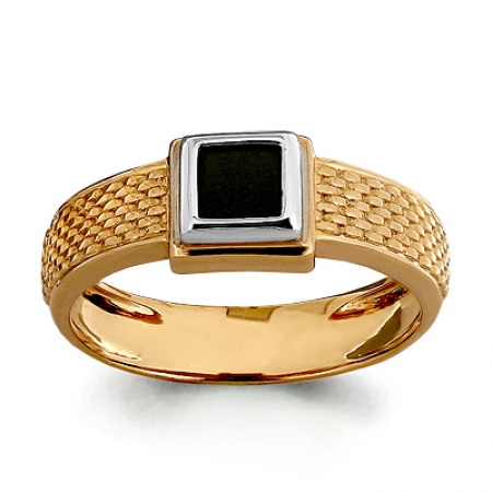 Т-21084 мужское золотое кольцо с эмалью