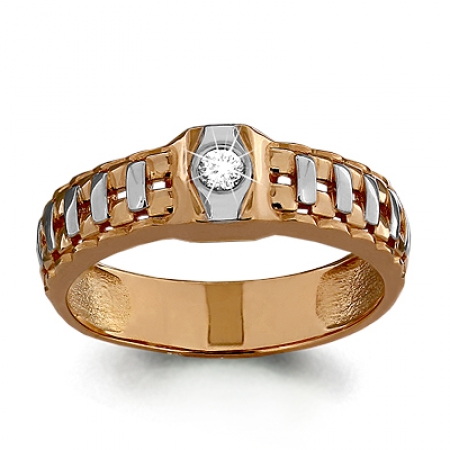 Т-21102 мужское золотое кольцо с фианитом