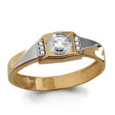 Т-20967 мужское золотое кольцо с фианитом