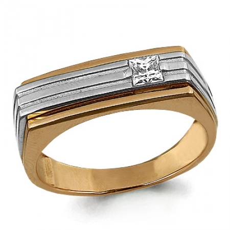 Т-21091 мужское золотое кольцо с фианитом