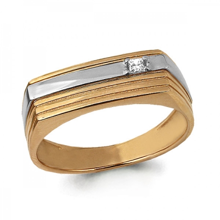 Т-21100 мужское золотое кольцо с фианитом