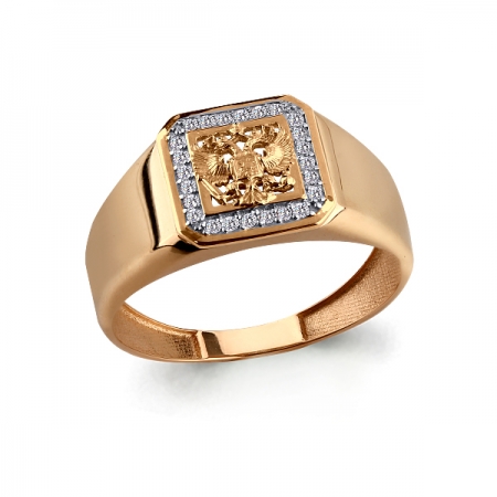 Т-21006 мужское золотое кольцо с фианитом