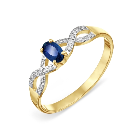 Т941016512 золотое кольцо с сапфиром и бриллиантами