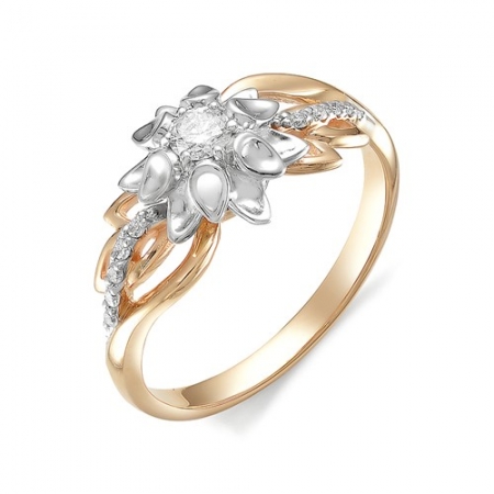 11907-100 золотое кольцо цветок с бриллиантами