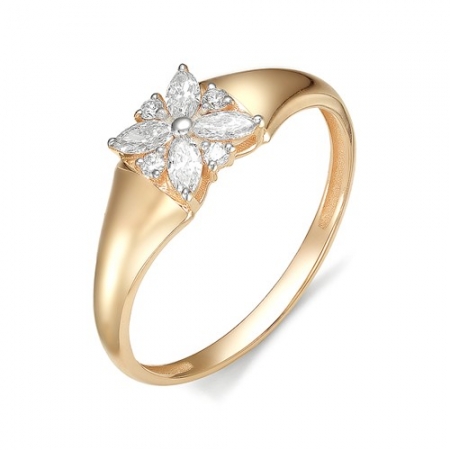 Золотое кольцо Цветок с бриллиантами