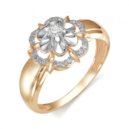 11910-100 золотое кольцо цветок с бриллиантами