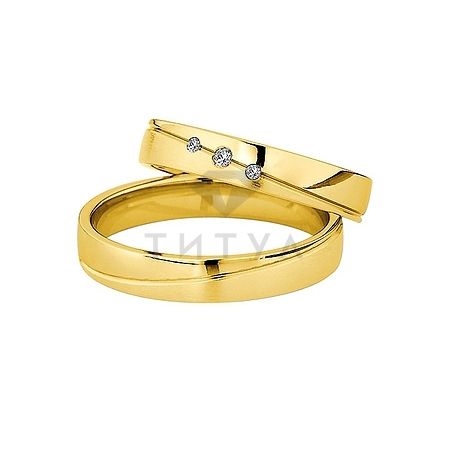Т-27348 золотые парные обручальные кольца (ширина 4 мм.) (цена за пару)