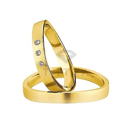 Т-26970 золотые парные обручальные кольца (ширина 4 мм.) (цена за пару)