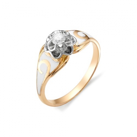 11915-100 золотое кольцо цветок с бриллиантами
