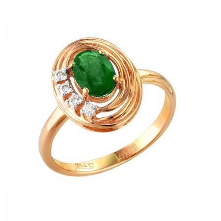 Т-12771 золотое кольцо с изумрудом и бриллиантами