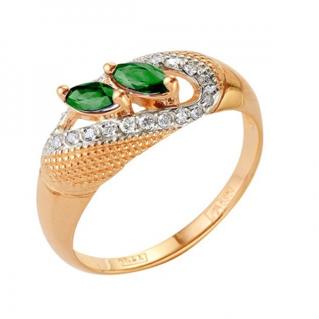 Т-12809 золотое кольцо с изумрудом и бриллиантами