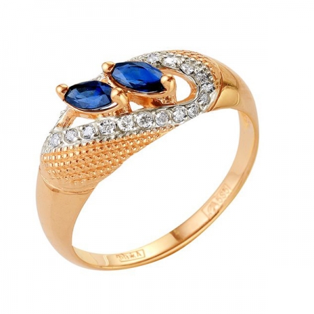 Т-12886 золотое кольцо с сапфиром и бриллиантами