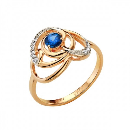 Т-12839 золотое кольцо с сапфиром и бриллиантами