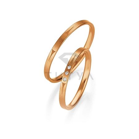 Т-26724 золотые парные обручальные кольца (ширина 2 мм.) (цена за пару)