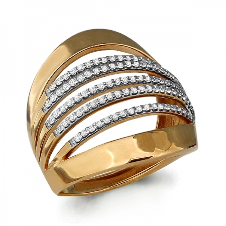Ювелирная компания «ТИТУЛ» Золотое кольцо Геометрия с фианитом