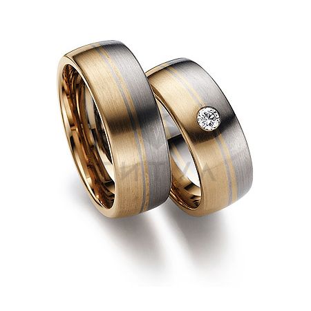 Т-28959 золотые парные обручальные кольца (ширина 8 мм.) (цена за пару)