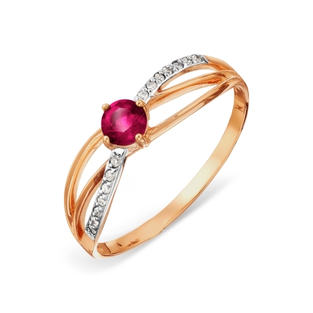 Т141015770 золотое кольцо с рубином и бриллиантом