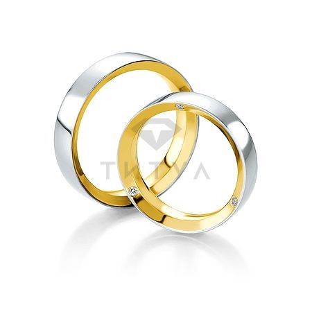 Т-28426 золотые парные обручальные кольца (ширина 5 мм.) (цена за пару)