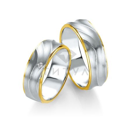 Т-28786 золотые парные обручальные кольца (ширина 7 мм.) (цена за пару)