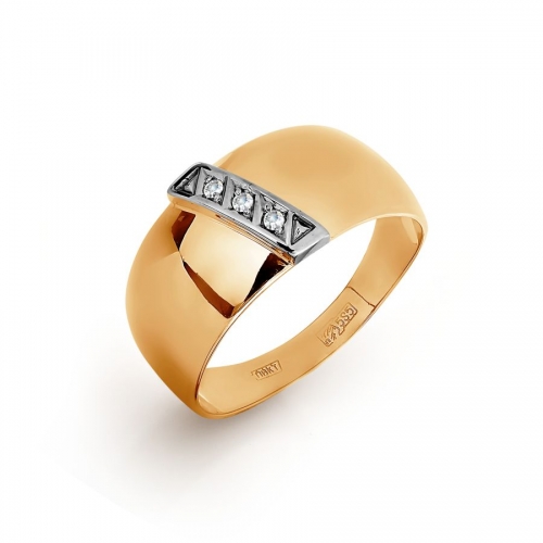 Ювелирный завод Топаз Золотое кольцо обручальное с фианитами