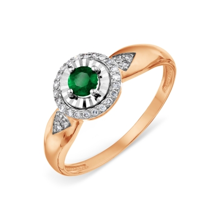 Т146618597 золотое кольцо с изумрудом и бриллиантом