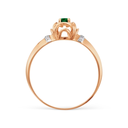 Т116018273 золотое кольцо с изумрудом и бриллиантом