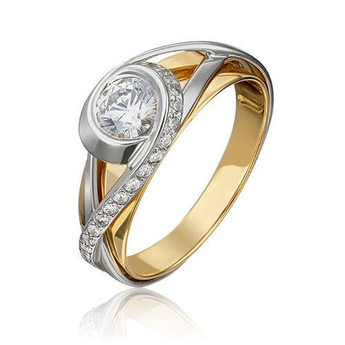 Ювелирный завод «Платина» Кольцо из комбинированного золота со Swarovski Zirconia