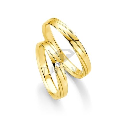 Т-26894 золотые парные обручальные кольца (ширина 3 мм.) (цена за пару)