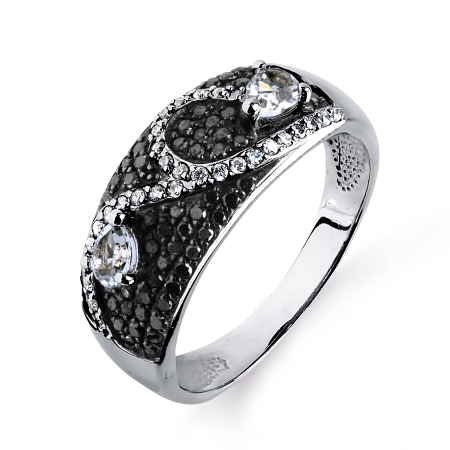 Т301014602 кольцо из белого золота с топазами, бриллиантами