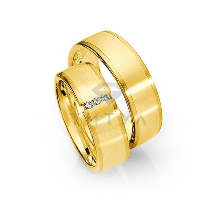 Т-28841 золотые парные обручальные кольца (ширина 7 мм.) (цена за пару)