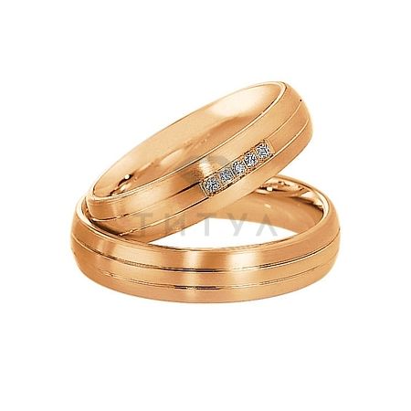 Т-27767 золотые парные обручальные кольца (ширина 5 мм.) (цена за пару)