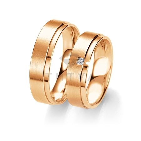 Т-28727 золотые парные обручальные кольца (ширина 6 мм.) (цена за пару)