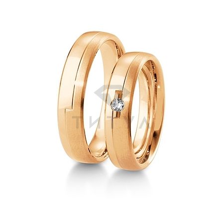 Т-28170 золотые парные обручальные кольца (ширина 5 мм.) (цена за пару)