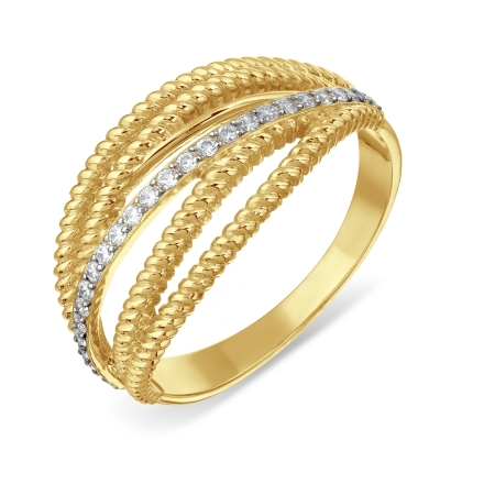 Т942017924 кольцо из желтого золота с фианитами