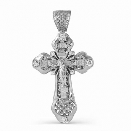 3085-200 большой крест из белого золота с бриллиантами