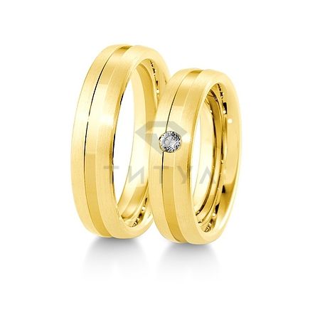 Т-28586 золотые парные обручальные кольца (ширина 5 мм.) (цена за пару)