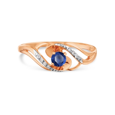 Т146018205 золотое кольцо с сапфиром и бриллиантом