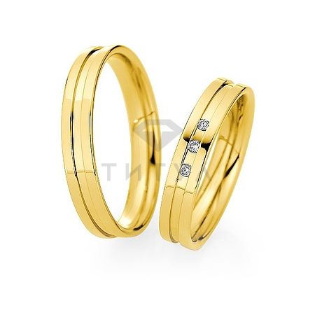 Т-27189 золотые парные обручальные кольца (ширина 4 мм.) (цена за пару)