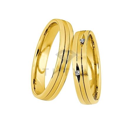 Т-26935 золотые парные обручальные кольца (ширина 4 мм.) (цена за пару)