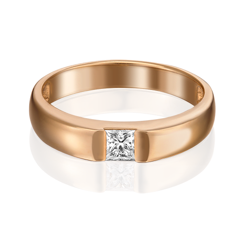 Обручальное кольцо из красного золота с бриллиантом
