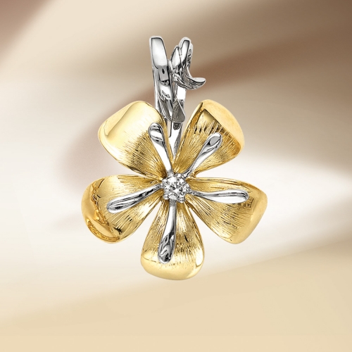 Ювелирный завод Топаз Подвеска Цветок из белого золота с бриллиантом