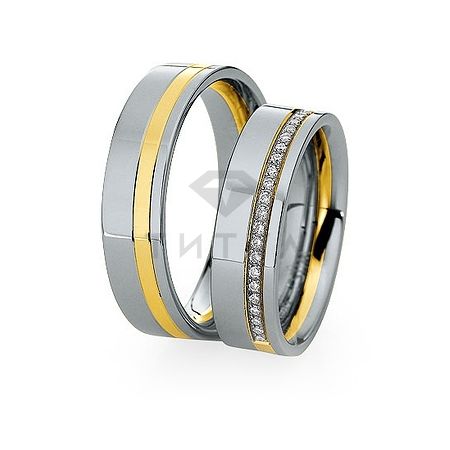 Т-28814 золотые парные обручальные кольца (ширина 6 мм.) (цена за пару)