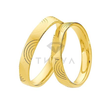 Т-26766 золотые парные обручальные кольца (ширина 3 мм.) (цена за пару)