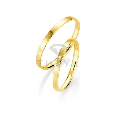 Т-26719 золотые парные обручальные кольца (ширина 2 мм.) (цена за пару)