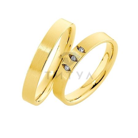 Т-27106 золотые парные обручальные кольца (ширина 3 мм.) (цена за пару)