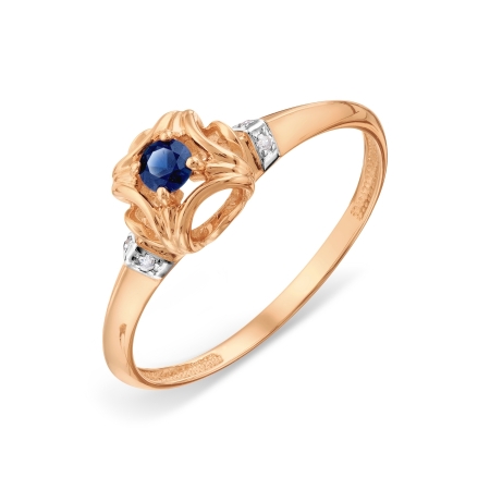 Т116018273 золотое кольцо с сапфиром и бриллиантом