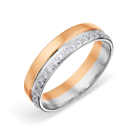 Ювелирный завод Топаз Обручальное кольцо из комбинированного золота с фианитами