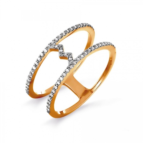 Золотое кольцо Геометрия с бриллиантами