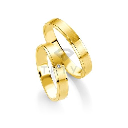 Т-26858 золотые парные обручальные кольца (ширина 4 мм.) (цена за пару)